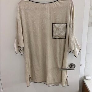Beige Tunic Top with Black Trim in velvet